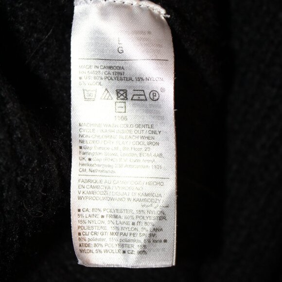 Old Navy black textured knit crew neck long-sleeve ribbed cuff and hem sweater L - Picture 7 of 7